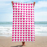 Triangle Pattern Bright Pink on White Beach Bath Towel, Towel, $ 42.95, A Moment Of Now™